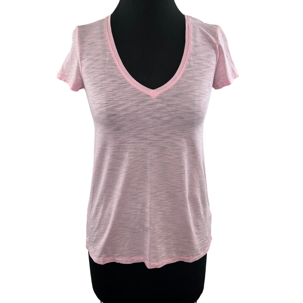 Lilly Pulitzer Calla Lilly Pink Pima Cotton Etta V-Neck Short Sleeve Top Sz XXS